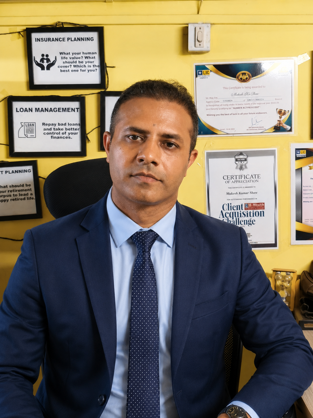 Mukesh Kumar Shaw at his LIC office